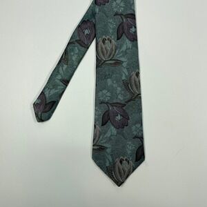 Norseman Teal Floral Woven Silk Blend Necktie Mens OS